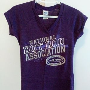 NHRA HOT ROD Purple V-Neck Womens Tee Shirt